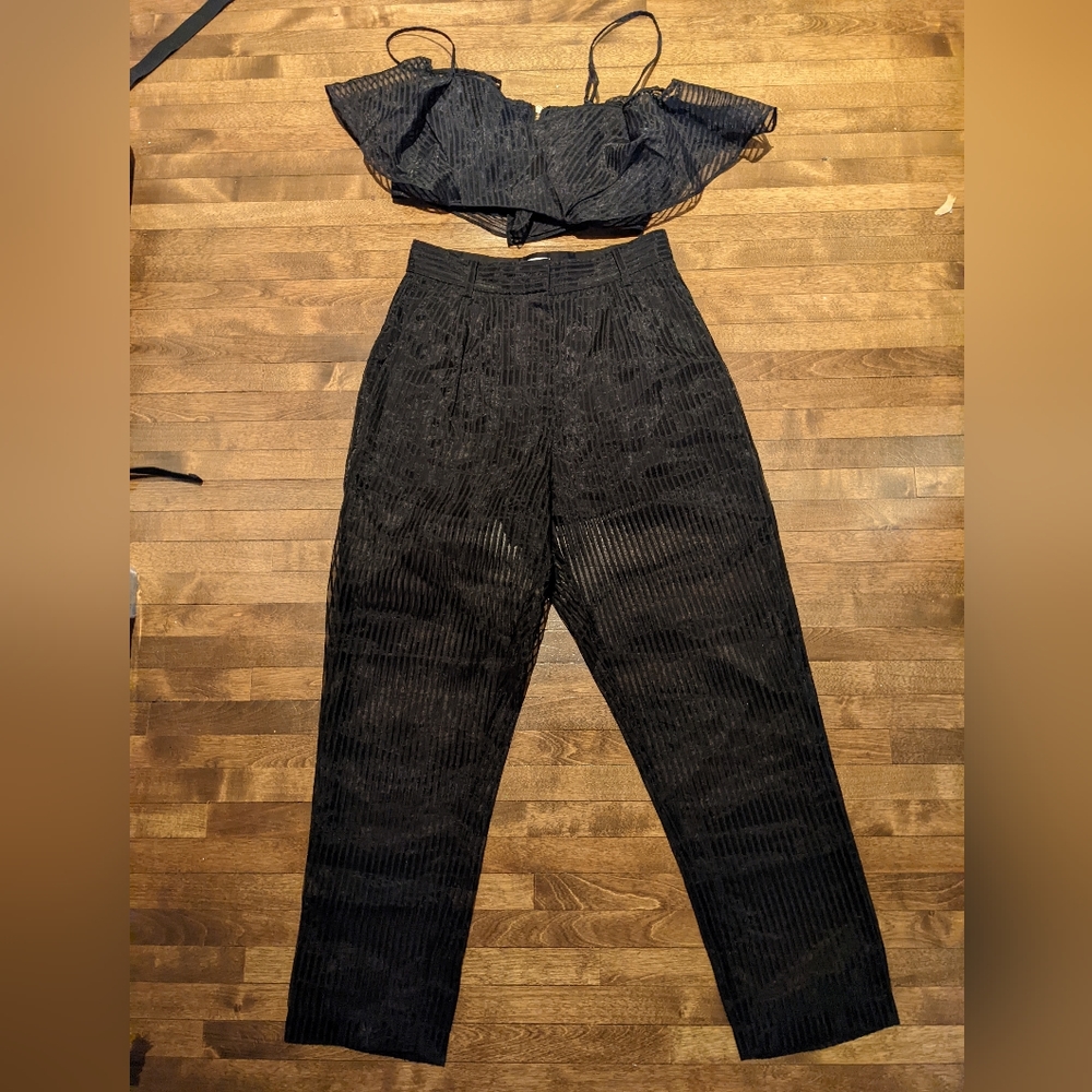 Alice McCall semi sheer pant and ruffle top set